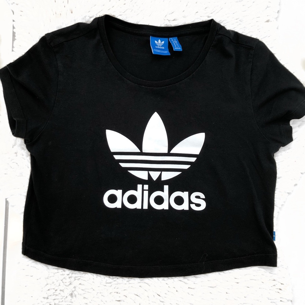 adidas black boxy cropped t-shirt